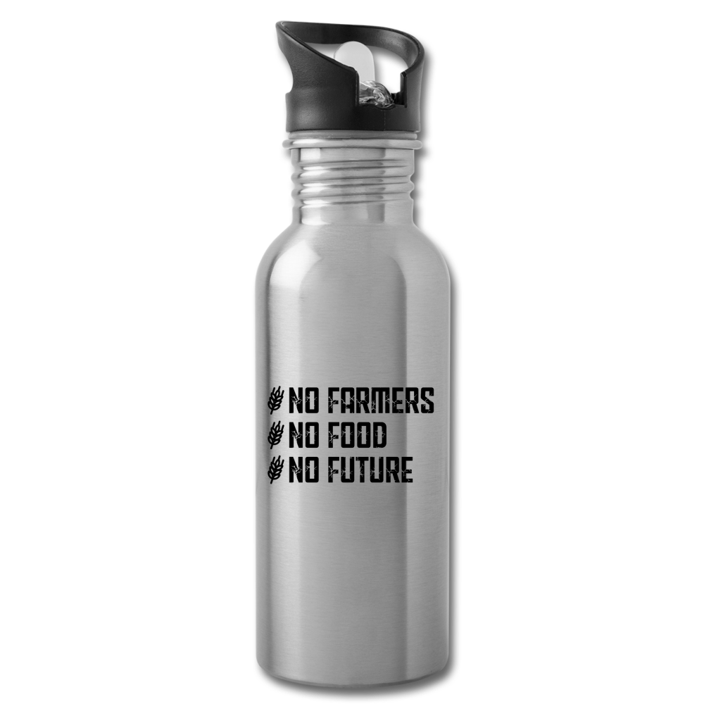 LMJD™ Water Bottle - No Farmers, No Future - silver