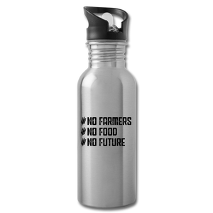 LMJD™ Water Bottle - No Farmers, No Future - silver